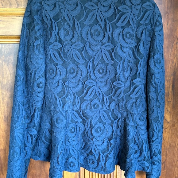 INC International Concepts  Blue Lace Peplum Jacket, Long Sleeves, Size Medium - Picture 5 of 16
